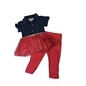 Nanette Lepore Infant Girls Set Size 12 months Pink Glitter Metallic Star Dark C